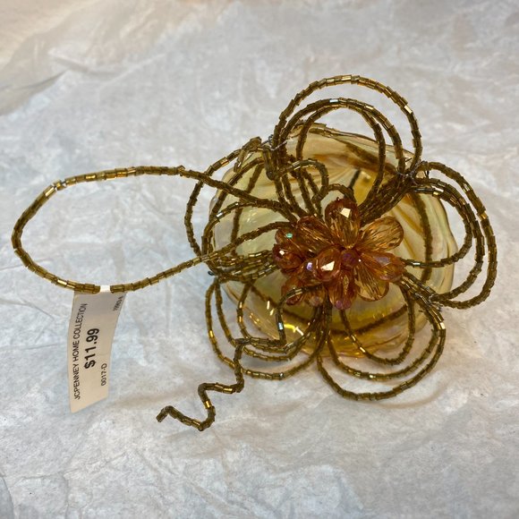 Christmas Ornaments Glass Lily W Beaded Color Purple Red Gold Set of 3 NWT - Picture 5 of 14
